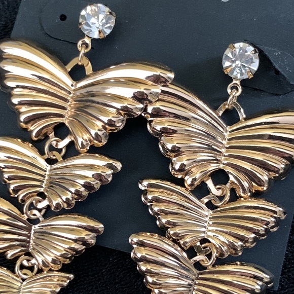 INC International Concept Gold Tone Butterfly Linear Earrings - Picture 5 of 9